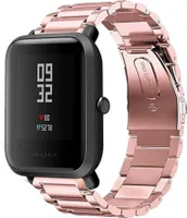 Strap-it Stahlarmband - Kompatibel mit Amazfit Bip Armband Ersatzarmband Edelstahl - Gliederarmband mit Faltschließe - Hochwertiges Material - für Smartwatch 20mm Armband Rosa