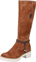Rieker Damen Stiefel Langschaft hübsches Zierband kräftige Profilsohle X5793, Größe:38 EU, Farbe:Braun