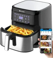 Proscenic Heißluftfritteuse T21, App und Sprachsteuerung, Fritteuse Aerofryer 5,5L XXL, 1700W Airfryer mit großem digitalem LED Display, Vorheizen & Timer & Warmhalten, ohne Öl, einfach zu bedienen