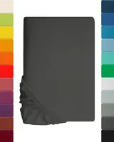 Lavea Spannbettlaken 140/160 x 200 cm  - Anthrazit - Bettlaken aus 100% Baumwolle - mit rundum Gummizug - fusselfrei und pflegeleicht - aus unserer hochwertigen MAYA-Serie