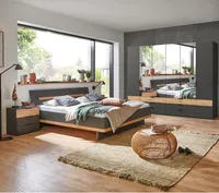 Schlafzimmer Set mit Drehtürenschrank, 4-teilig, GRANADA-43 in graphit mit Artisan Eiche Nb.