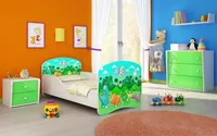 ACMA I Jugendbett Kinderbett Junior-Bett Komplett-Set mit Matratze Lattenrost Weiß 30 Dino 140x70