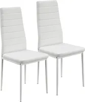 Juskys Esszimmerstühle Loja Stühle 2er Set Esszimmerstuhl - Küchenstühle mit Kunstleder Bezug - hohe Lehne stabiles Gestell - Stuhl in Weiß