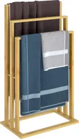 CASARIA® Handtuchhalter Stehend Bambus Holz 3 Stangen 40 x 24 x 82 cm Ablage Handtuchständer Freistehend Bad Handtuchstange Ohne Bohren Treppenförmig