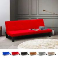 2- Sitzer Mikrofasersofa Klappsofa Schlafsofa mit Onyx-Füßen für Wohn- und Gästezimmer - Rot
