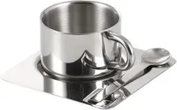 Kaffeetasse aus Edelstahl 304 mit Untertasse – 175 ml, 3pcs/set