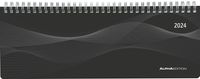 Tisch-Querkalender Profi schwarz 2024 - Büro-Planer 29,7x10,5 cm - Tisch-Kalender - 1 Woche 2 Seiten - Ringbindung - Alpha Edition