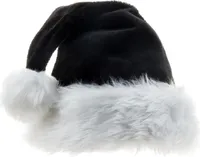 Weihnachtsmütze aus Plüsch, auffällig, weit verbreitet, schwarze, weiche Weihnachts-Weihnachtsmütze für Zuhause, Kinder