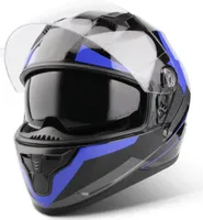 VINZ Becket Integralhelm mit Sonnenblende ECE 22.06 | Motorrad Helm Vollvisierhelm Mopedhelm | Motorradhelm Full-Face Helme | In Gr. XS-XXL – Blau | L (59 - 60 cm)