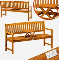 CASARIA® Gartenbank Wetterfest Holz FSC®-zertifiziert 480kg Belastbar 3-Sitzer Armlehne Rückenlehne 153x57cm Garten Balkon Holzbank Eukalyptus Braun