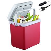 AREBOS  25 Liter Kühlbox, zum Kühlen und Warmhalten, Mini Kühlschrank, Thermo-elektrische Kühlbox mit ECO Modus 12/230 V für Auto und Steckdose Rot