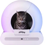 POOPY NANO 2 – Automatische Selbstreinigende Katzentoilette + Trinkbrunnen, 100 Müllbeutel (5 Rollen) & Katzenmatte – (Funktioniert mit & ohne App)