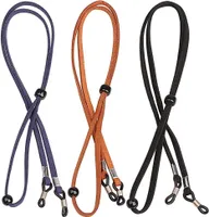 kuou 3 Stück Brillenband aus Leder, Universal Brillenbänder Brillenkette Einstellbarer Brille Cord für Damen und Herren, 67