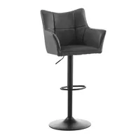 CLIPOP 1er Set Kunstlederbarhocker,360°Drehbar gepolstert Tresenhocker,mit Rückenlehne und Fußstütze,Grau