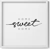 Dekoratives Schild für Ihr Zuhause „Home, sweet home“– Wandbild mit Rahmen – Gerahmtes Bild  – Wanddekoration – 50x50 cm –  Weiß Rahmen