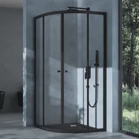 doporro Duschkabine Schiebetür Duschabtrennung Viertelkreis BxTxH 90x90x190 cm Klarglas ESG-Sicherheitsglas mit Nano-Beschichtung Ravenna32K schwarz