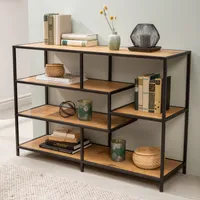 Industrial Bücherregal SLIM LINE 114cm Wildeiche schwarz fünf Regalböden