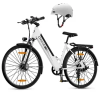 Qekud F26 pro City E-Bike Trekking E-Bike MTB Citybikes 26-Inch 250W Motor 21-Speed White+ Kask