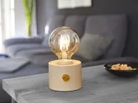 Vintage Akku Glühbirne Edison LED Tischlampe USB-C dimmbar mit Drehschalter moderne Dekoration beige