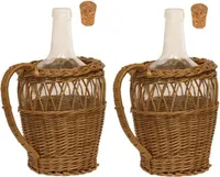 2 x 2L Flasche mit Weidenkorb Karaffe Glasflasche Weinballon Glasflasche Gallone
