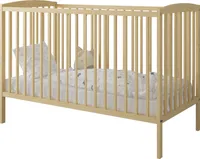 2in1 Babybett und Kinderbett 120x60cm mit 3-Fach Höhenverstellbarer und 3 Schlupfsprossen, mit Matratze, Umbaubar zum Juniorbett, aus Kiefernholz