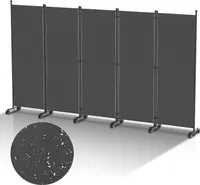 Paravent auf Rollen 5 teilig Anthrazit 284x181 cm Outdoor Raumteiler Garten Spanische Wand Trennwand Raumtrenner