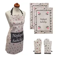 HOME ELEMENTS Set Nejlepší babička, zástěra, chňapka s magnetem, dvě utěrky