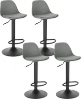 EUGAD 4 x Barhocker, Höhenverstellbar, Drehhocker, Kunstleder, Grau