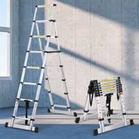 Yakimz teleskopický rebrík Výsuvný rebrík Skladací rebrík Robustný hliníkový rebrík do 150 kg 2,0 m + 2,3 m S balančnou tyčou