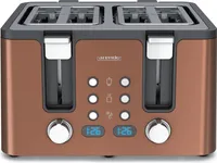 Arendo Toaster, 4 kurze Schlitze, für 4 Scheiben, 1750 W, Automatik, Edelstahl, Wärmeisolierendes Doppelwandgehäuse