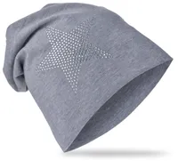 Kinder Beanie StrassStern Grau XL