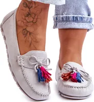 Wildlederloafer mit Schleife und Fransen Grau Dorine 37