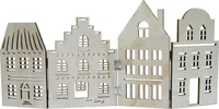 Deko Häuserzeile aus Holz natur - 52 x 24 cm - Weihnachtsdorf Silhouette klappbar - Weihnachtsdeko Tischdeko für Weihnachten Weihnachtsstadt Skyline