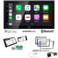 JVC KW-M560BT 2-DIN Autoradio Apple CarPlay Android Auto Bluetooth Touchscreen mit Einbauset für Opel Meriva 2003-2010 matt chrome