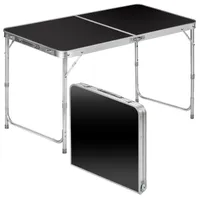 Klappbarer Multifunktionstisch Mehrzwecktisch Campingtisch Klapptisch Markttisch höhenverstellbarer Tapeziertisch Beistelltisch zum Campen im Garten für Festivalls Märkte (Schwarz: 120 x 60 cm)