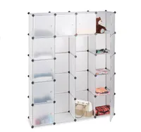 relaxdays 10021971_50 relaxdays Kleiderschrank transparent 14 Fachböden