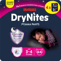 Huggies DryNites Windeln Windelhosen Mädchen 3-4 J. (12-21kg) Monatspack 64 Stk.