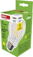 EMOS LED žárovka Edison A60, 5,9W náhrada za 60W žárovku, vintage žárovka s paticí E27 a jasem 806 lm, neutrální bílá 4000 K, ZF5D43