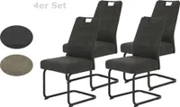 4er Set Esszimmerstuhl Kerstin - Vintage Anthrazit - Metallgestell Vierkantrohr Pulverbeschichtung schwarz - 140kg  belastbar - Komfortsitz mit Federkorb