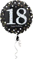 Amscan 3323901 - Standard Folienballon Happy Birthday 18, Durchmesser circa 43 cm, Heliumballon, Geburtstag