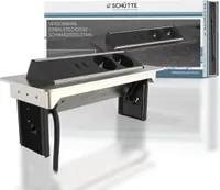 SCHÜTTE E2 versenkbare Steckdosenleiste, (2x USB & 2x 230 V Steckdosen),  Einbausteckdose zum Nachrüsten, Tischsteckdose
