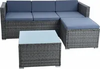 Rattan Lounge Sitzgruppe Gartenmöbel Set Sofa Couch 3-Sitzer Rattanmöbel Grau