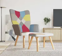 vidaXL Relaxační křeslo se stoličkou Patchwork Fabric