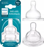 Antikolikový cumlík na fľašu Philips Avent 6m+ 2 kusy