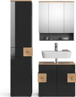 Vicco Badmöbel-Set Eden, 3 Teile, mit Hochschrank, Anthrazit/Artisan-Eiche