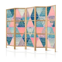 Paravent XXL Mandala Abstrakt 225x171 cm - 5-teilig - einseitig - eleganter Sichtschutz - Raumteiler - Trennwand - Raumtrenner - Holz - Design Motiv - Deko - Japan p-C-0009-z-c