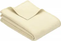 Ibena Kuscheldecke Porto 100x150 cm - Baumwollmischdecke wollweiß einfarbig, Wolldecke, Sofadecke kuschelweich