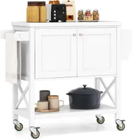 GOPLUS Küchenwagen, Servierwagen mit Gewürzregal & Handtuchhalter, 100x38x87cm Küchenschrank Kücheninseln, Rollwagen für Küche