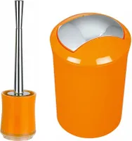 spirella Badezimmer Set, 2-teilige Abfalleimer Kosmetikeimer und WC Bürste “Sydney“ Orange