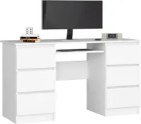 PC-Schreibtisch AKORD A11 in der Farbe Weiß mit 6 Schubladen B135 x H77 x T50 cm